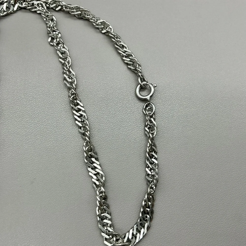 Necklace Silver Tone Twisted Rope Chain Long Layering Statement 40 Inch Classic